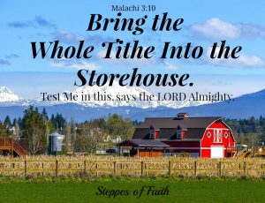 Bring the Whole Tithe Into the Storehouse Malachi 3:10