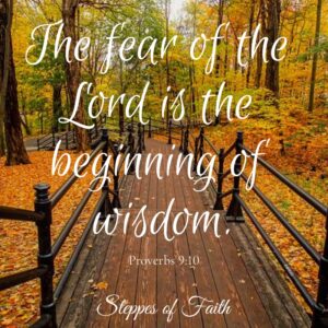 Bible verse: "The fear of the Lord is the beginning of wisdom." Proverbs 9:10