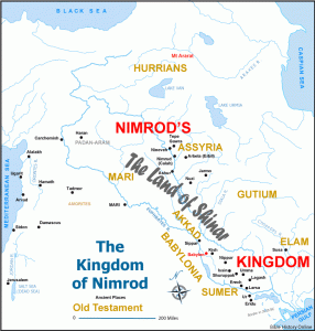 Map of the land of Shinar where the tower of Babel was built.