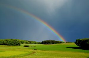 God put a rainbow in the sky to remind that He promises to never flood the earth again.