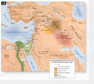 Map of Jacob's journey to Padam Aram