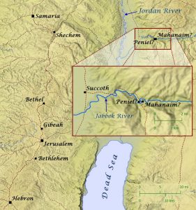 Map of Peniel where Jacob struggled with God.