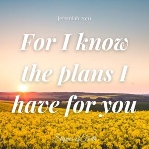 "For I know the plans I have for you." Jeremiah 29:11 NLT