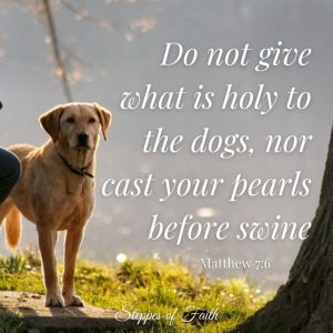 “Do not give what is holy to the dogs, nor cast your pearls before swine.” Matthew 7:6