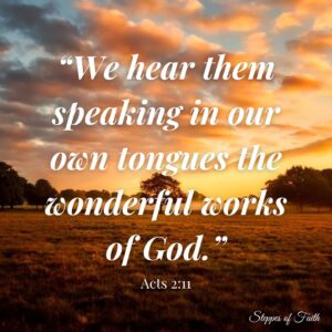 “We hear them speaking in our own tongues the wonderful works of God.” Acts 2:11
