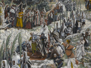 The crowds welcomed Jesus into Jerusalem on Palm Sunday.
