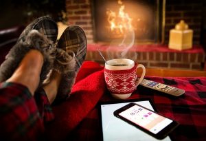 Warm coffee by a cozy fire is always a blessing.