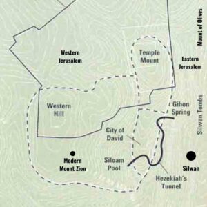Map of Jerusalem, including Silwan